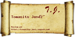 Tomasits Jenő névjegykártya